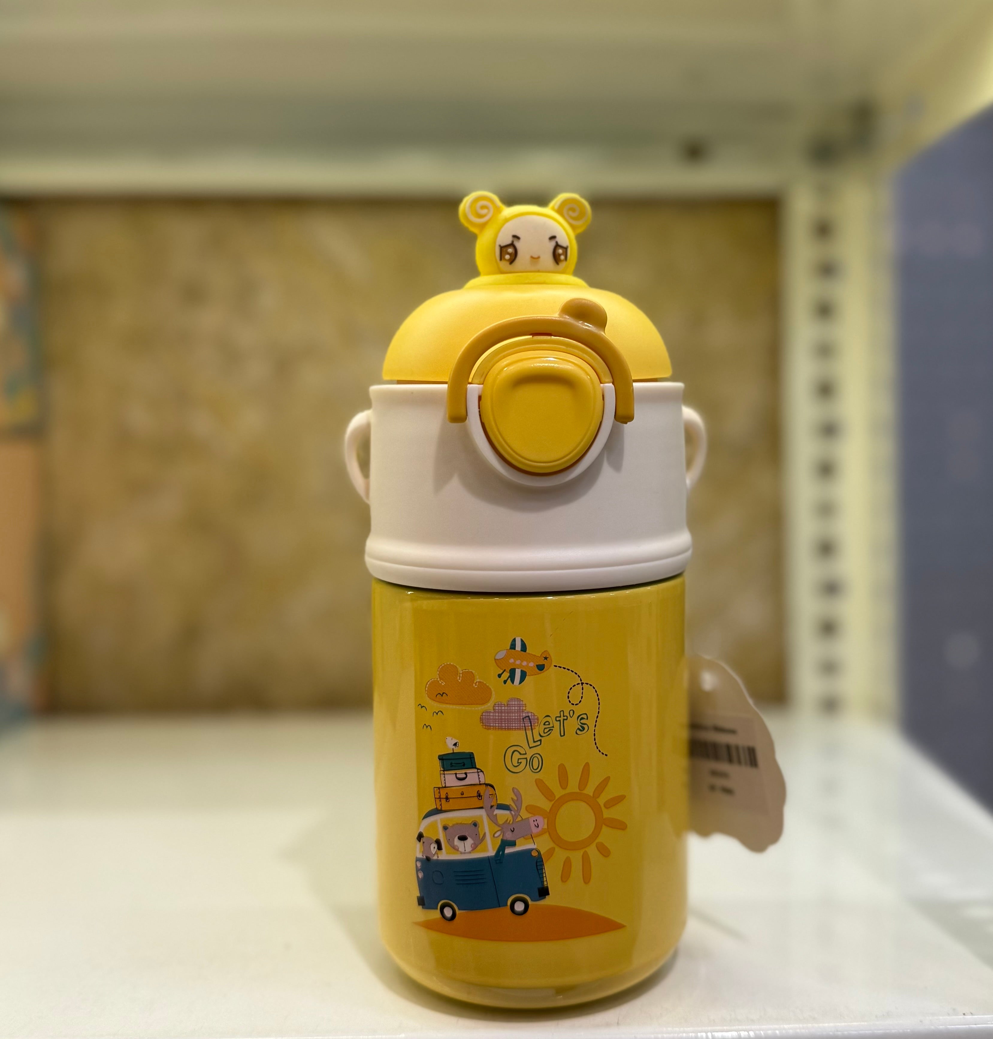 Kawaii Cute Cartoon Theme Water Bottle for Kids with straps