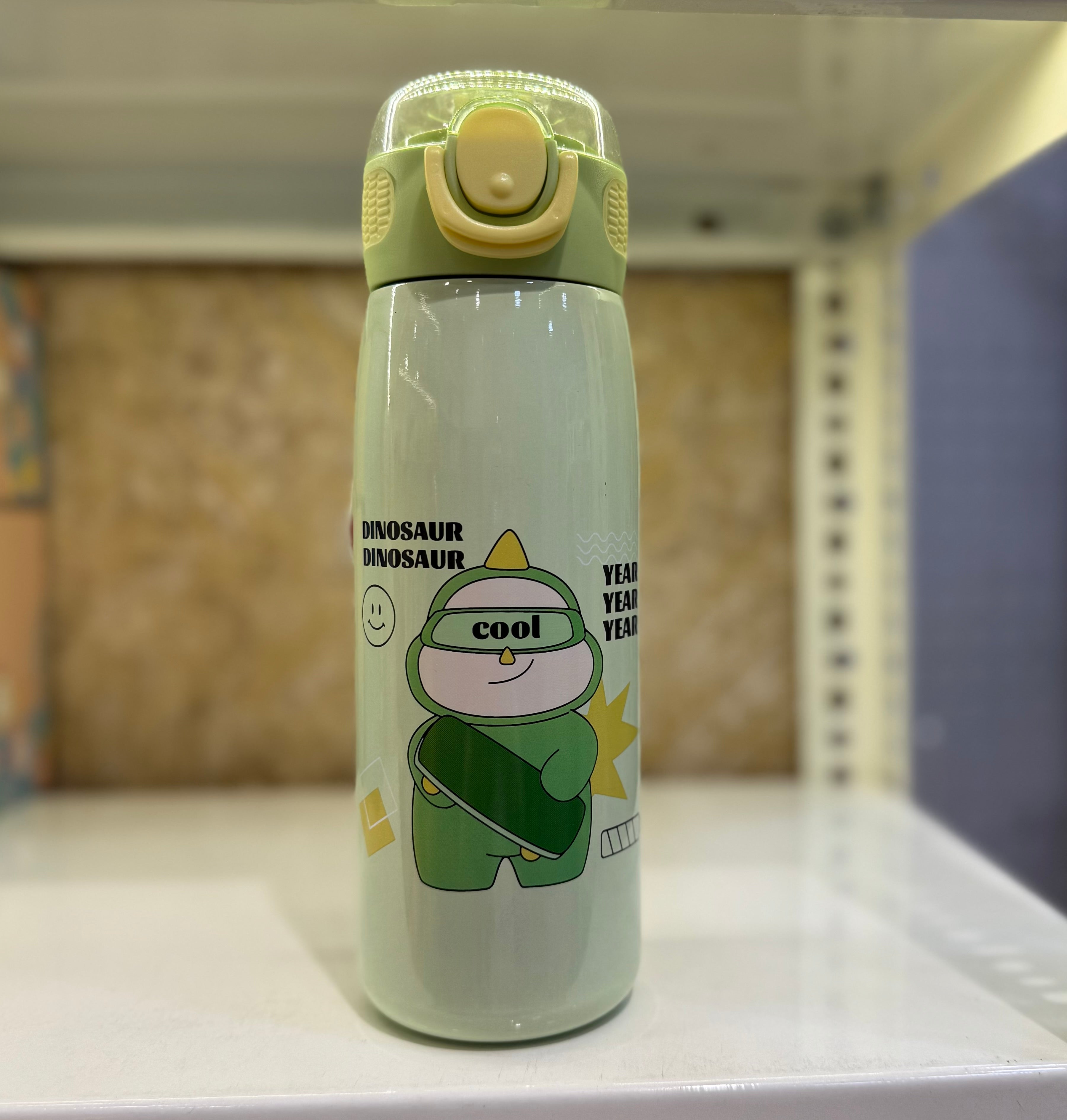 Kawaii Green Dinosaur Bottle – Leak-Proof Flip Lid