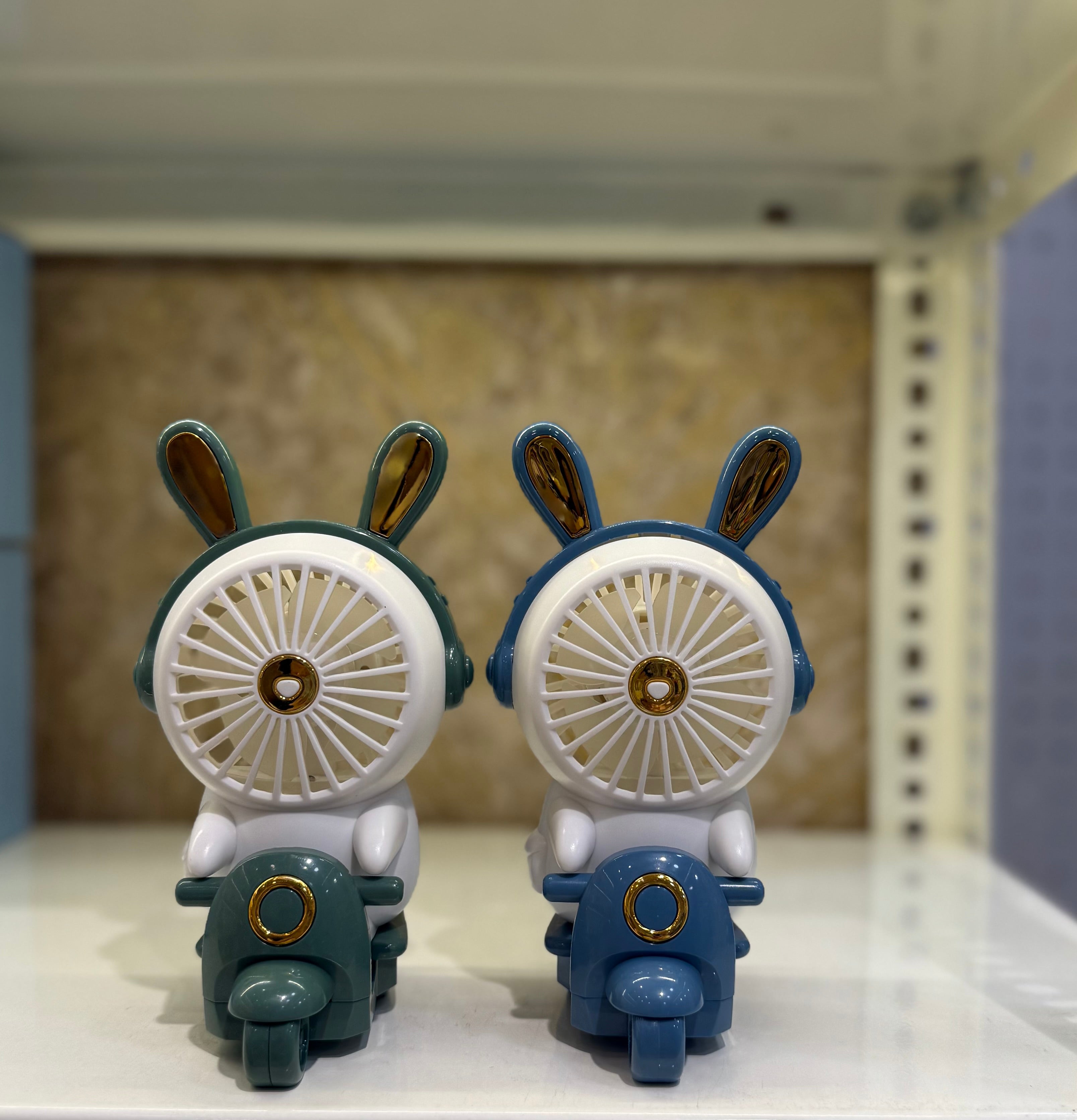 Kawaii Bunny Scooter Mini Fan – USB Rechargeable