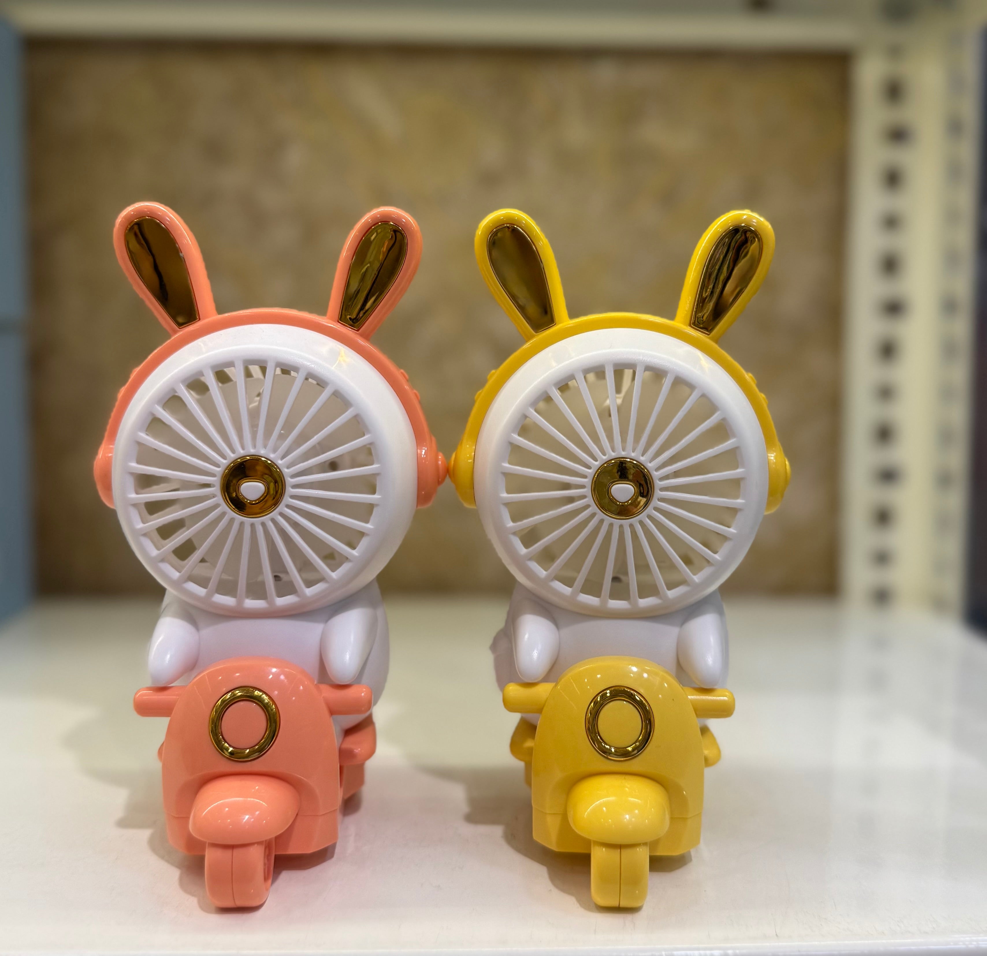 Kawaii Bunny Scooter Mini Fan – USB Rechargeable