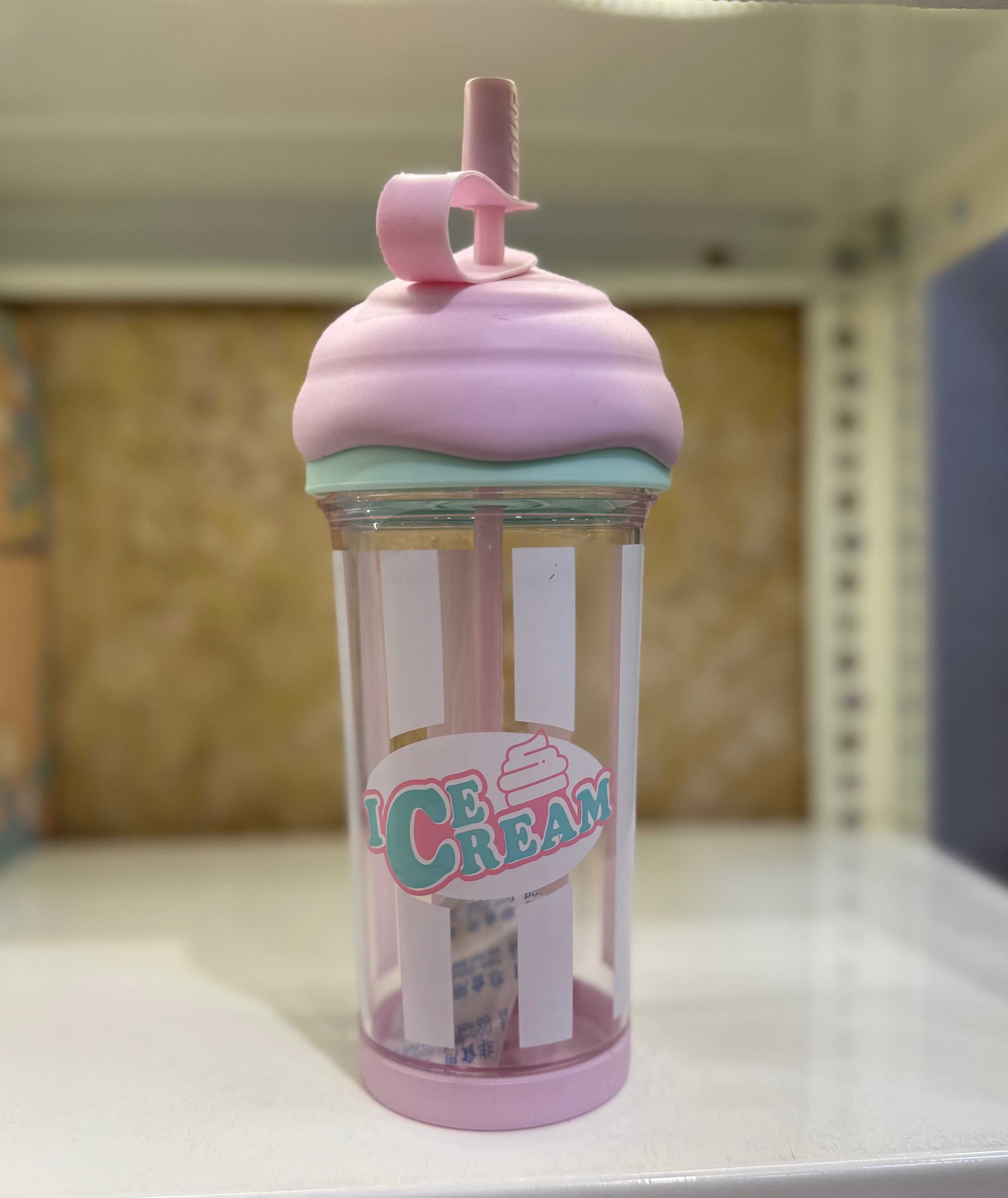 Kawaii Ice Cream Cup with Straw Sipper