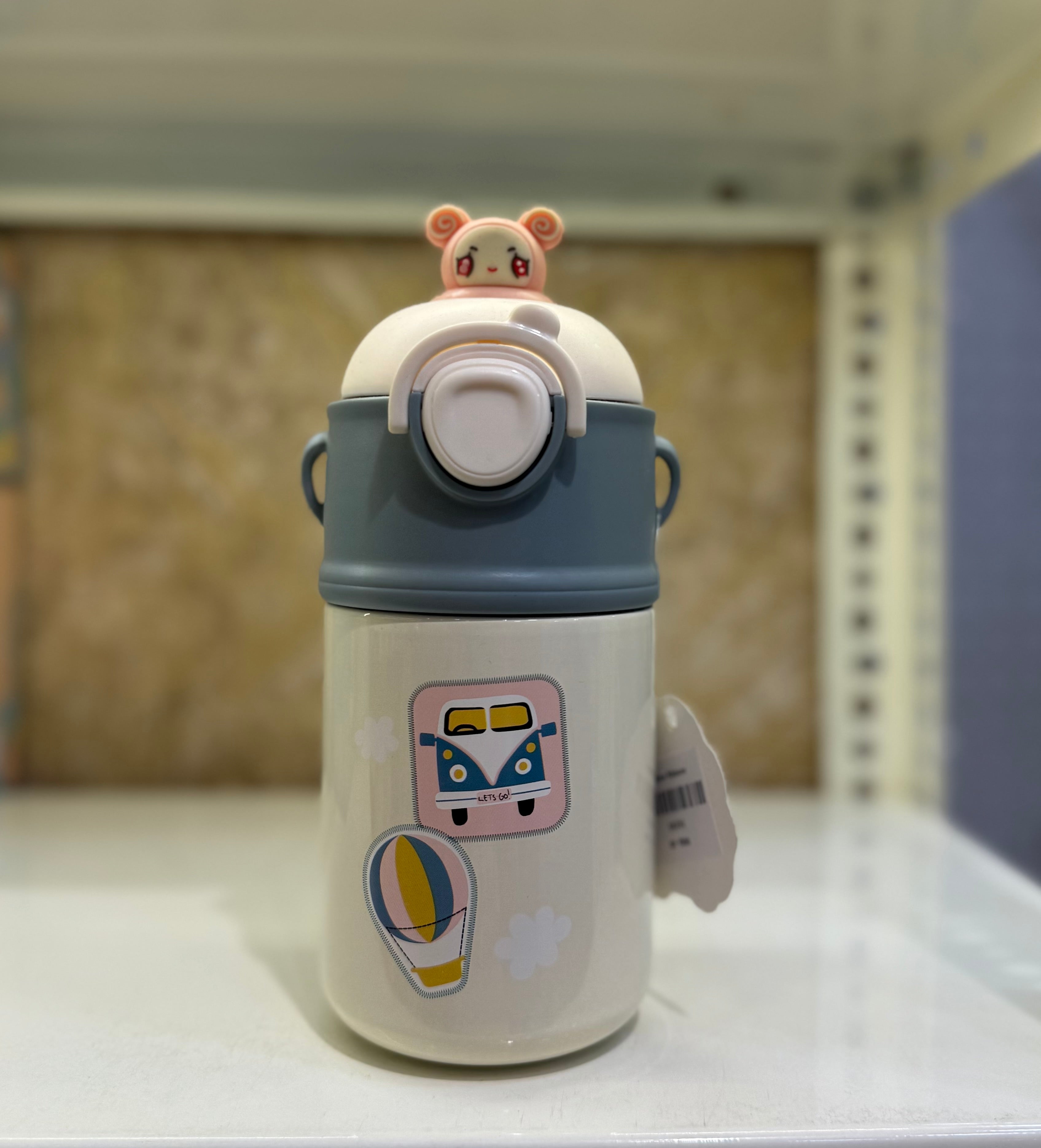 Kawaii Cute Cartoon Theme Water Bottle for Kids with straps