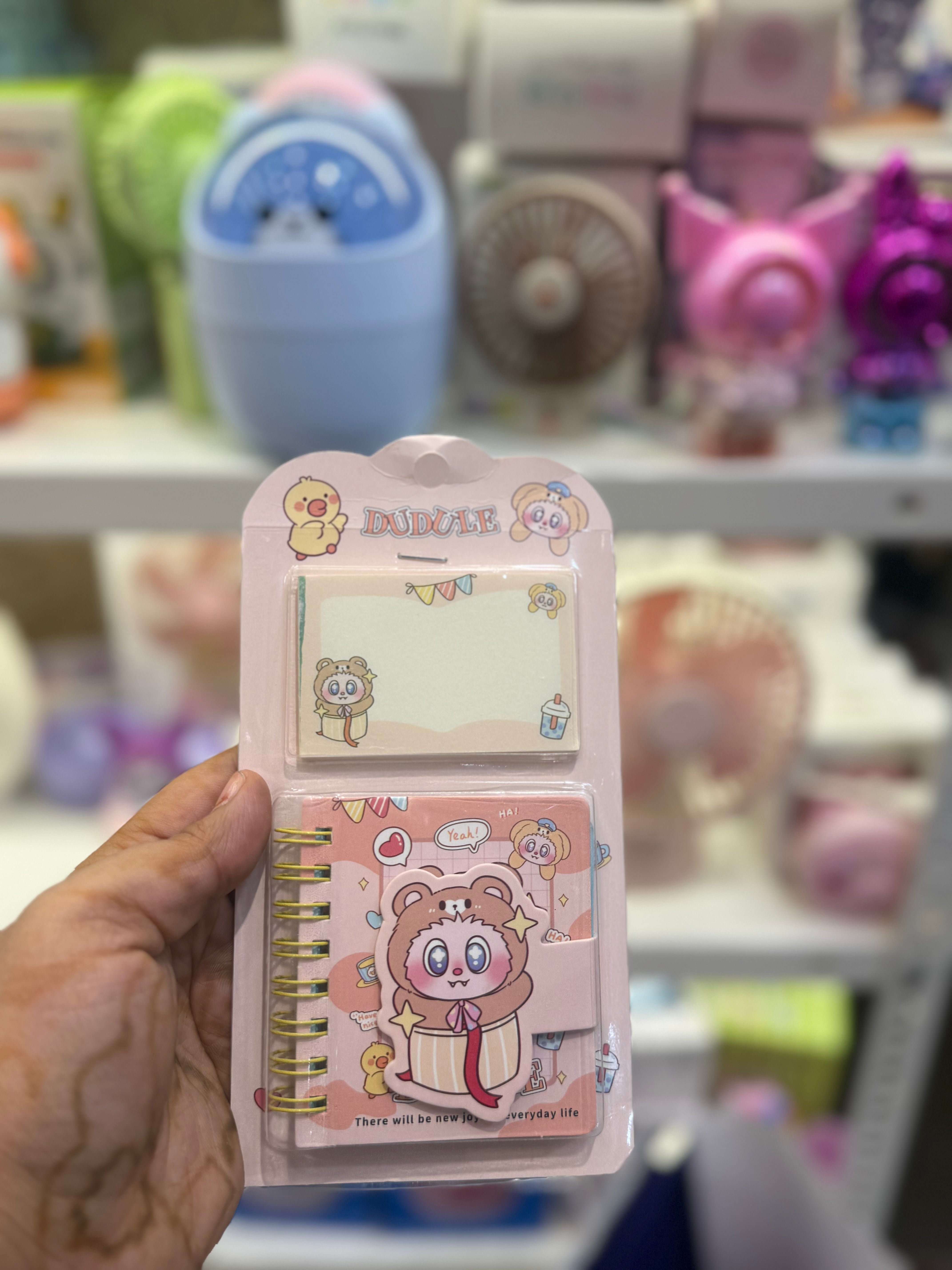 Dudu Cartoon Mini Notebook & Sticky Notes Set