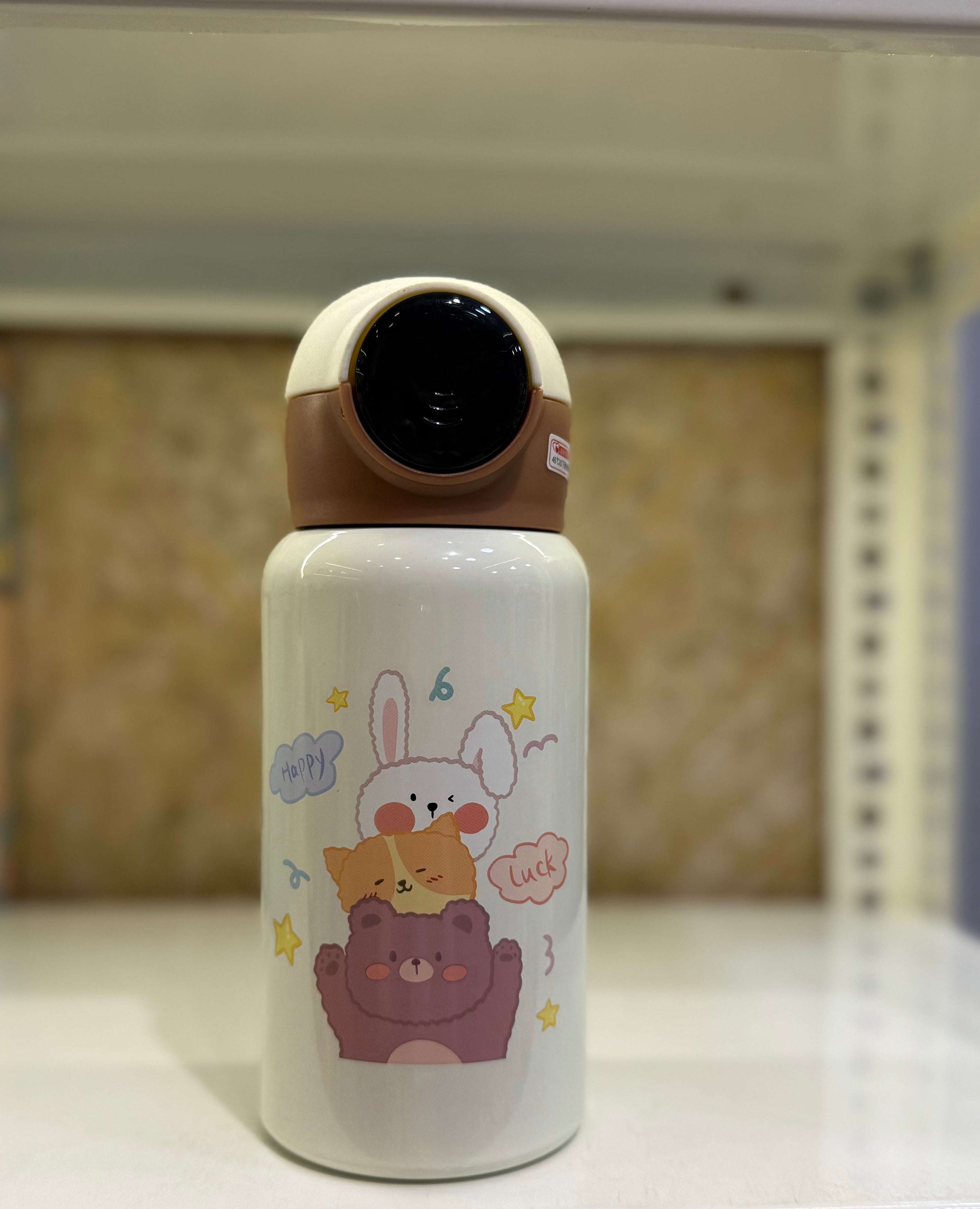 Kawaii Blue Bear Stainless Steel Bottle for Kids – Leak-Proof Temperature Sipper with Strap