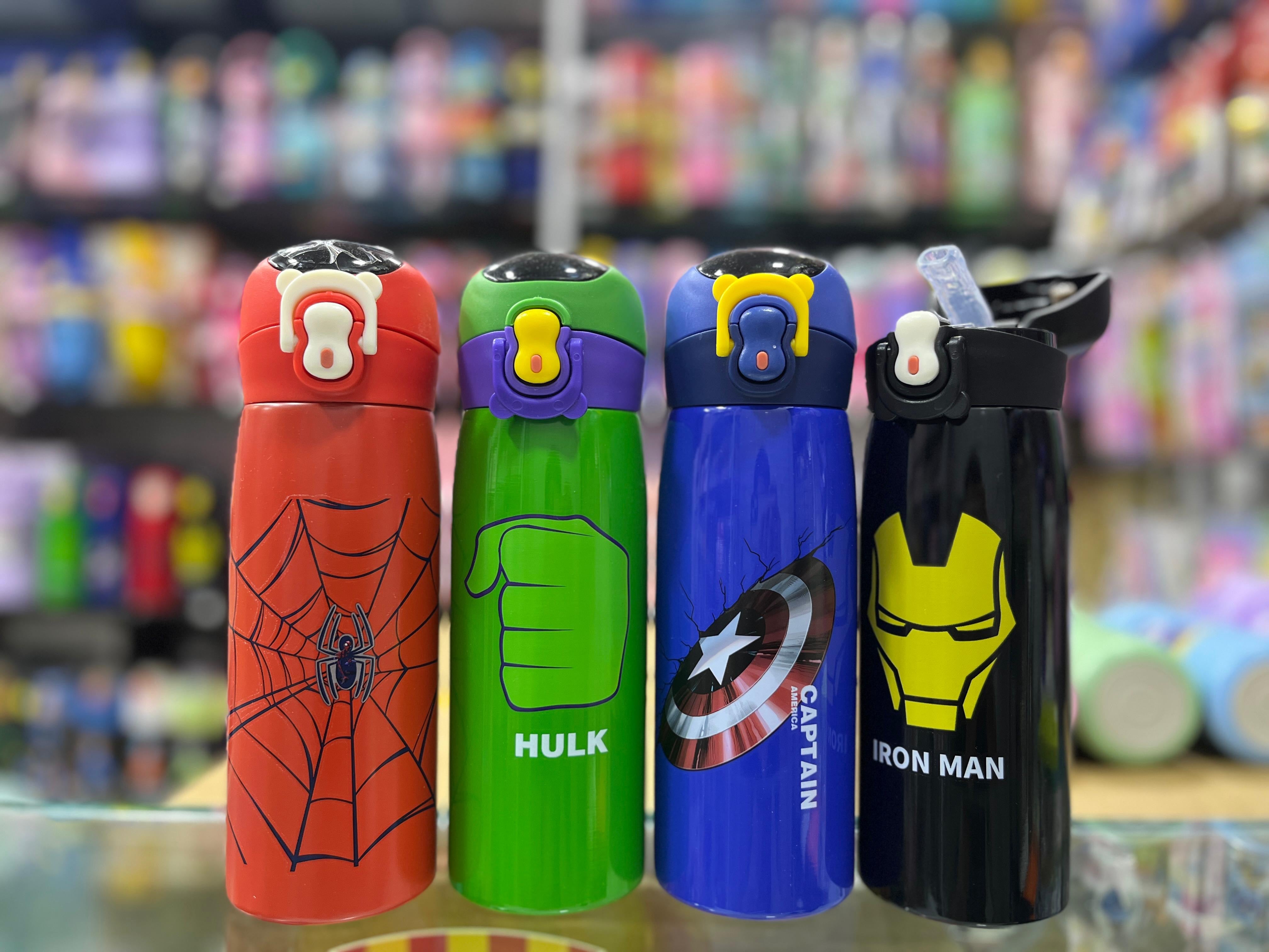 Marvel Superhero Water Bottles – Stainless Steel Sipper with Straw (Kids & Adults)
