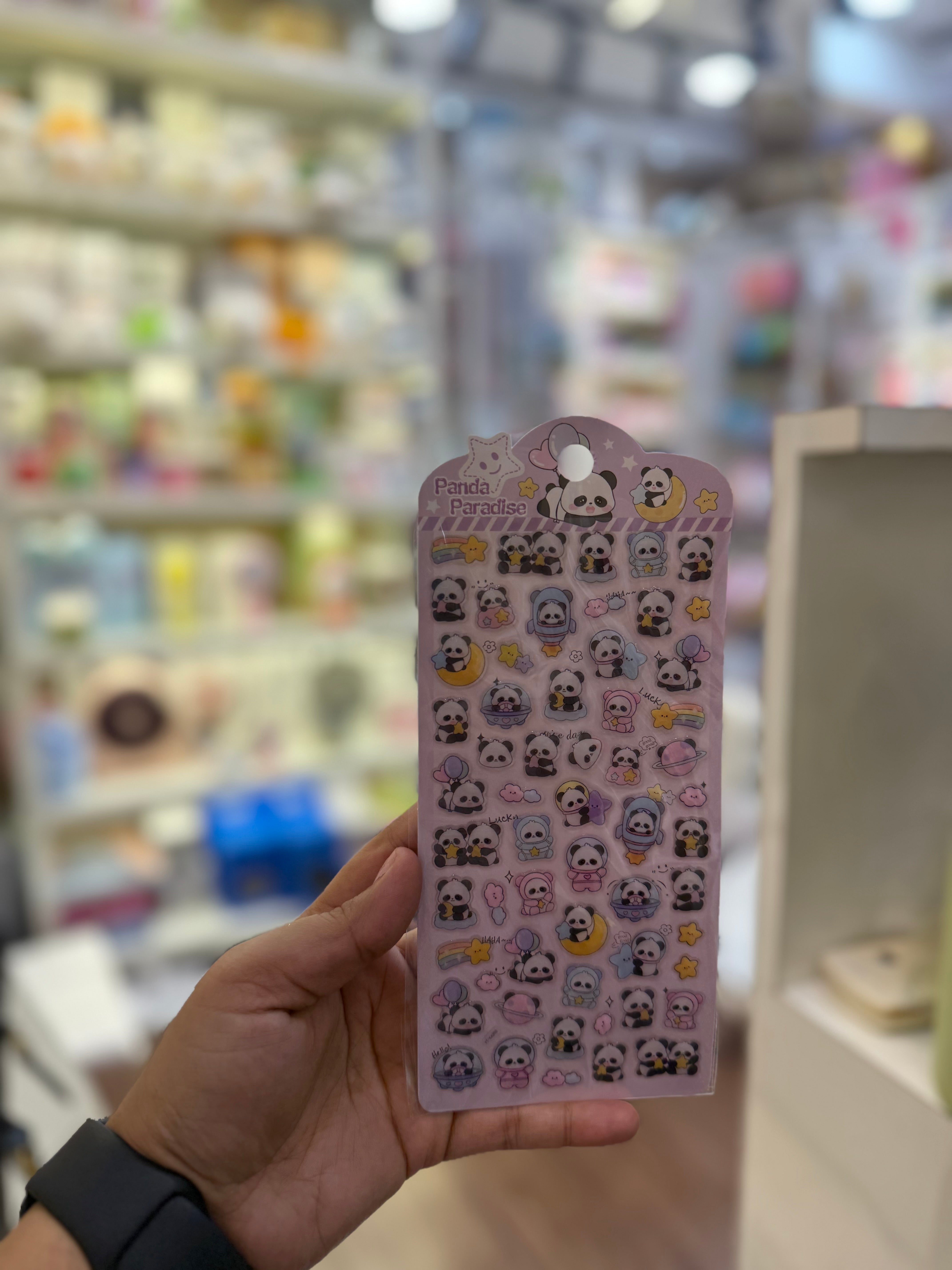 🐼 Panda Paradise Puffy Stickers – Cute Kawaii Set
