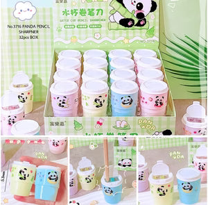 Green pastel panda cup-shaped pencil sharpener