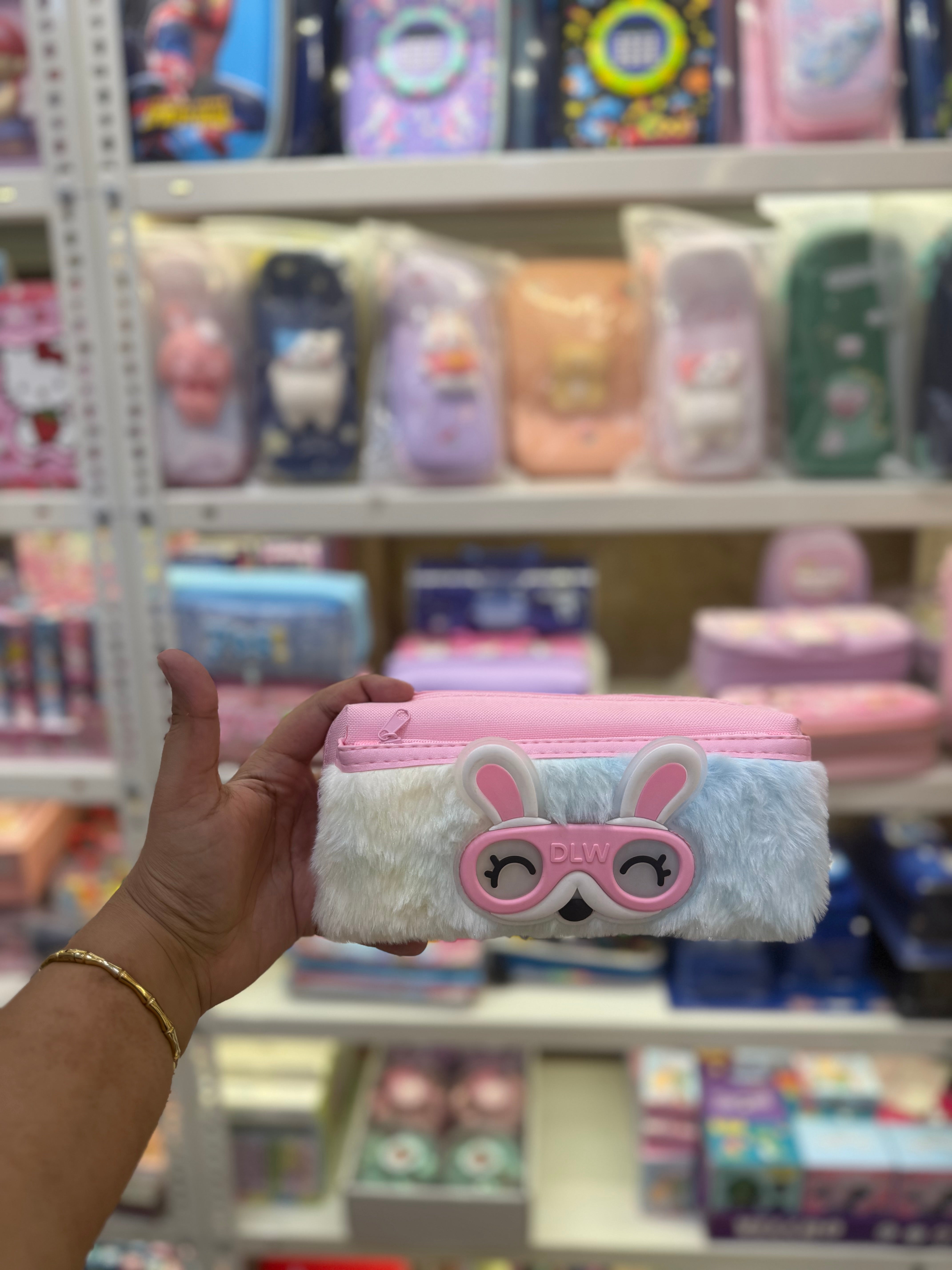 Cute Animal Face Fur Pencil Pouch