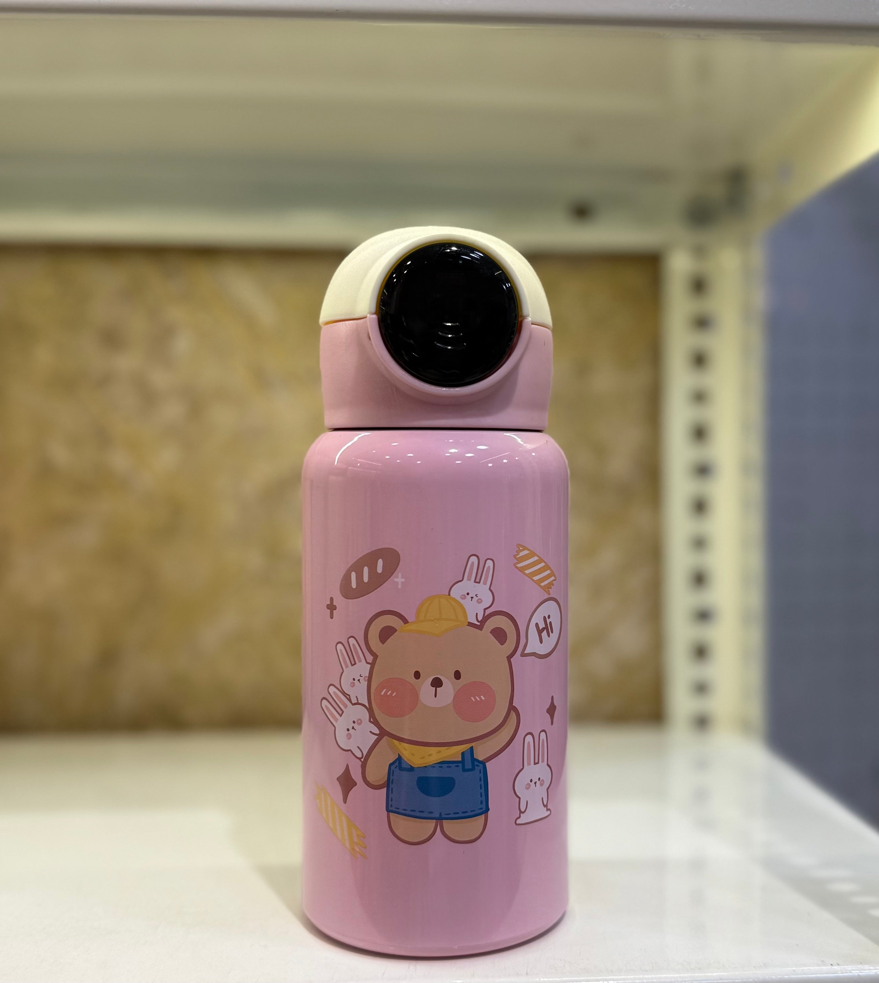 Kawaii Blue Bear Stainless Steel Bottle for Kids – Leak-Proof Temperature Sipper with Strap