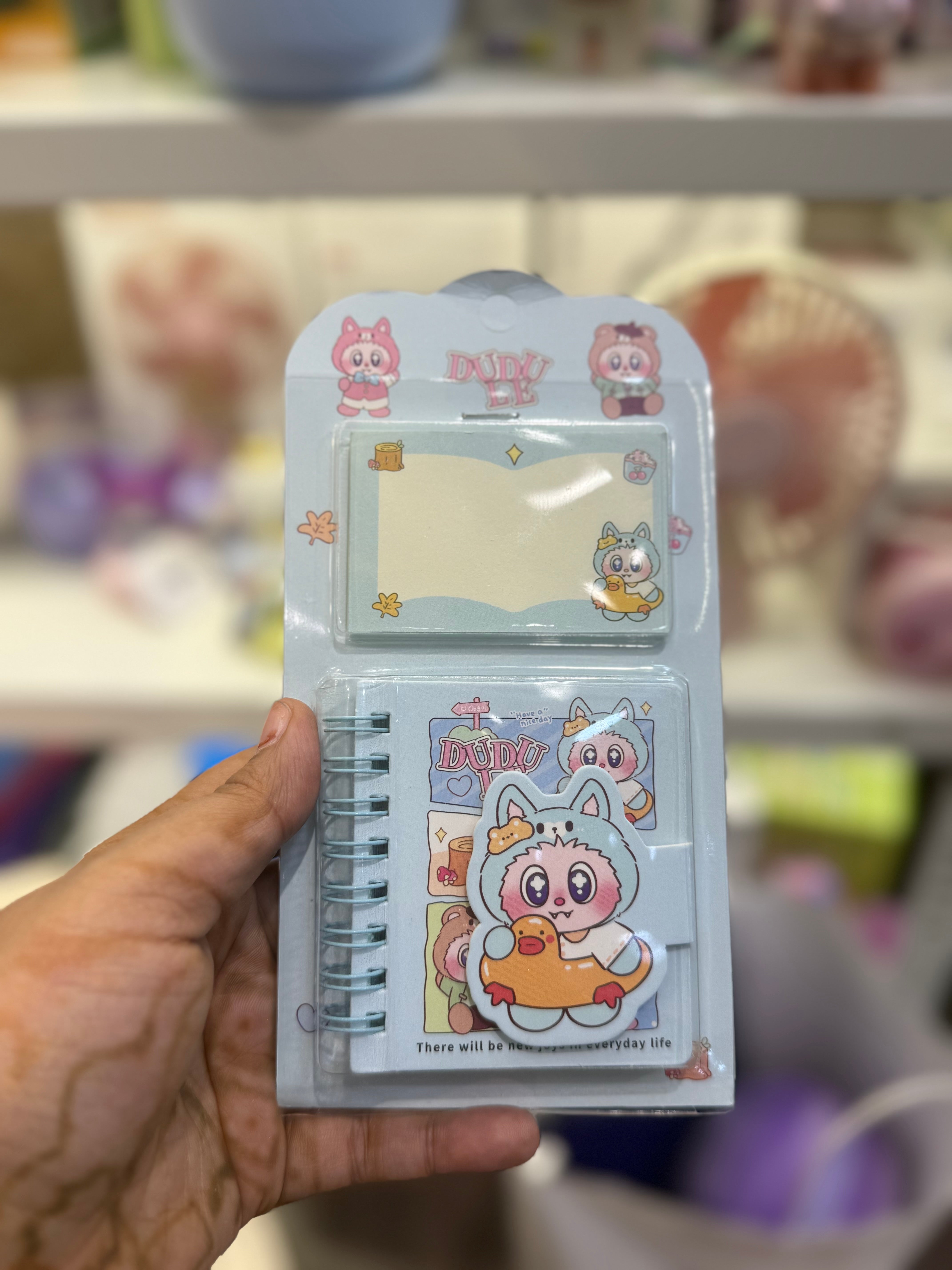 Dudu Cartoon Mini Notebook & Sticky Notes Set
