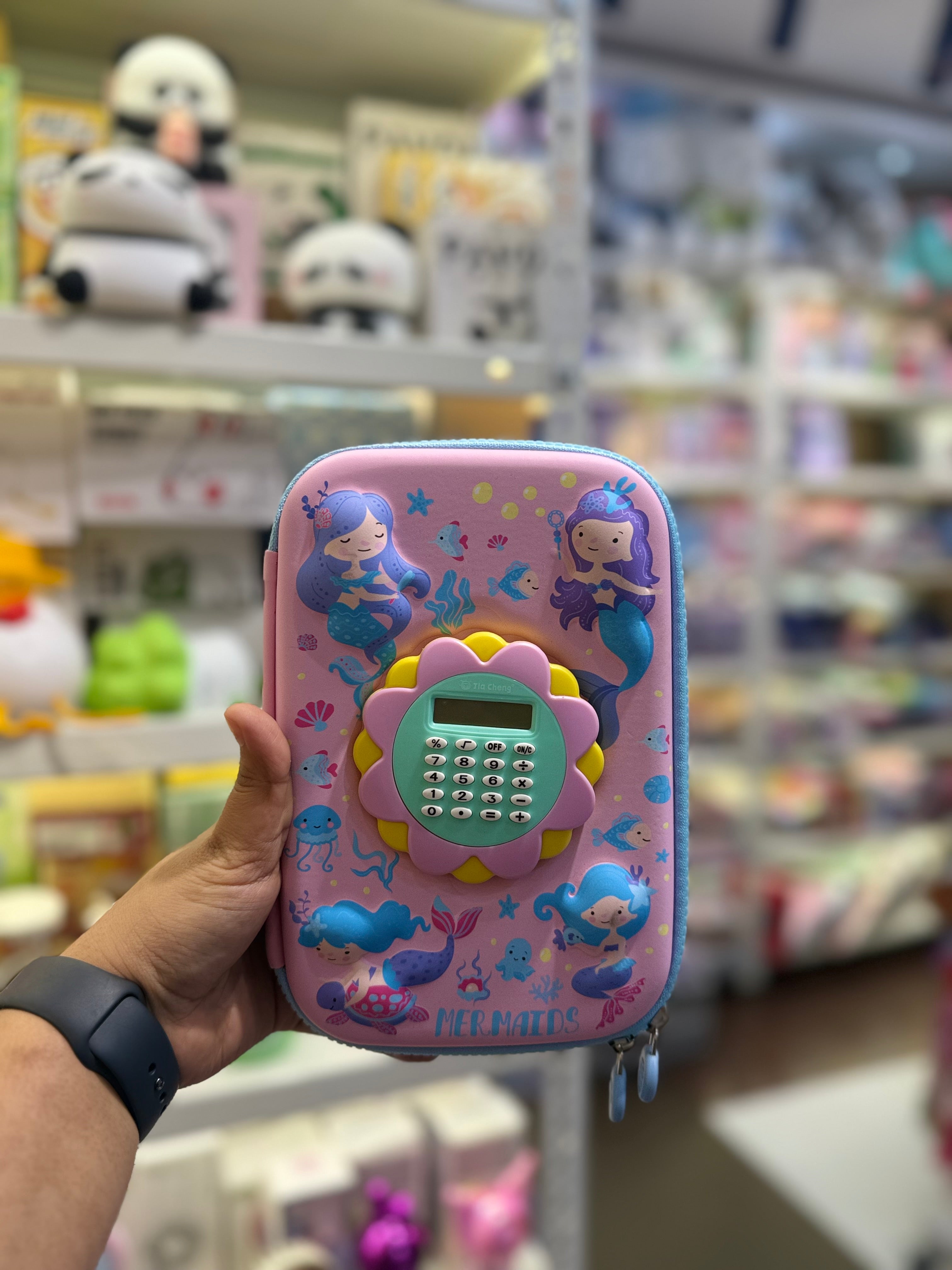 Mermaid Pencil Case with Calculator- Big