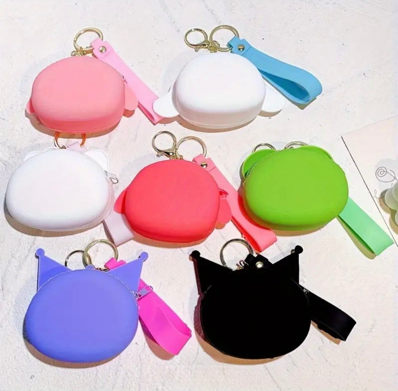Cute Sanrio  Silicone Coin Pouches with Keychain