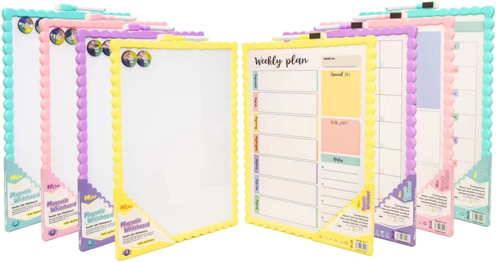 Cute Scalloped Border Whiteboard with Marker & Magnets (21.5 × 28 cm)