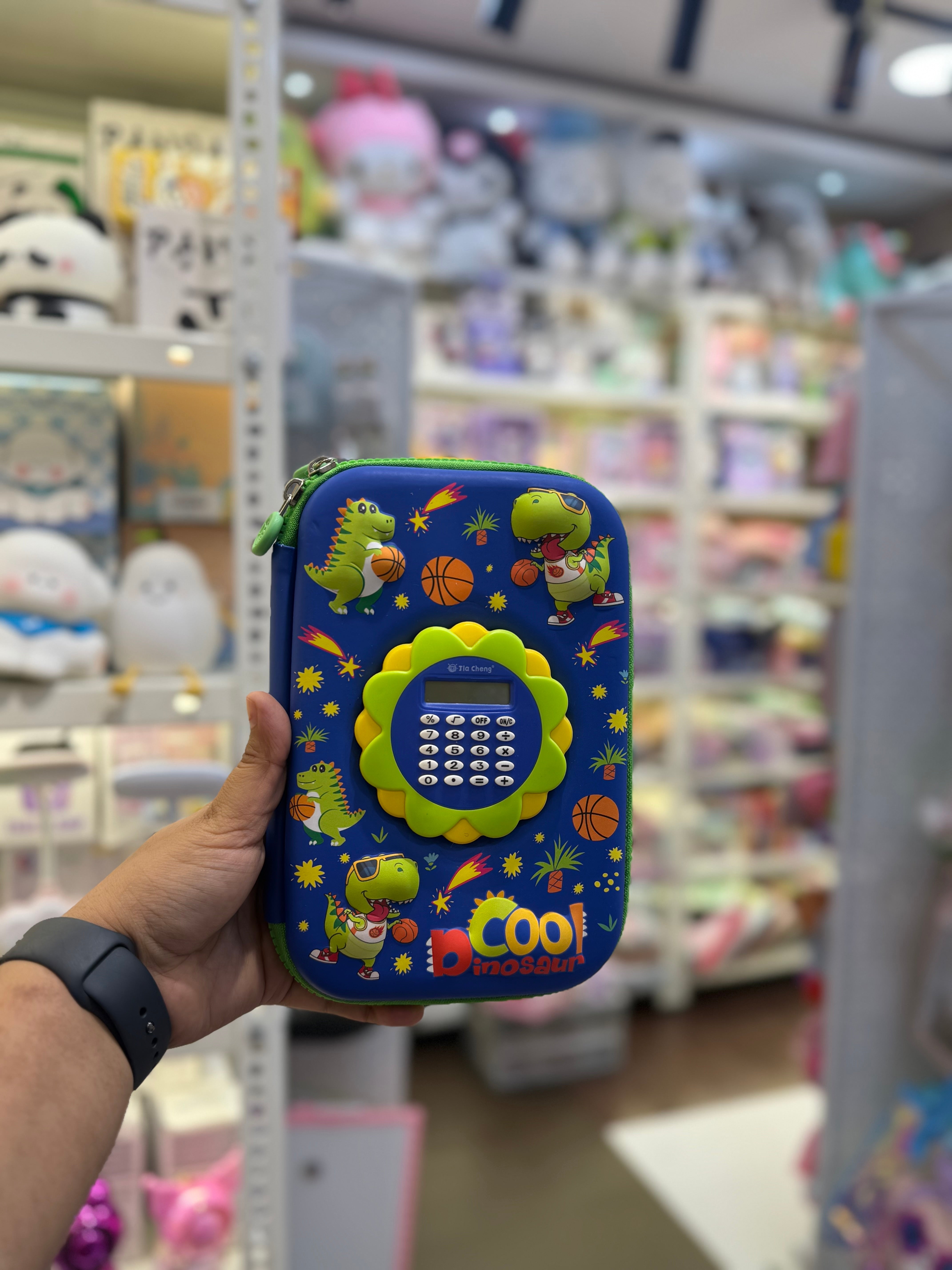 B Cool Dinosaur Pencil Case with Calculator