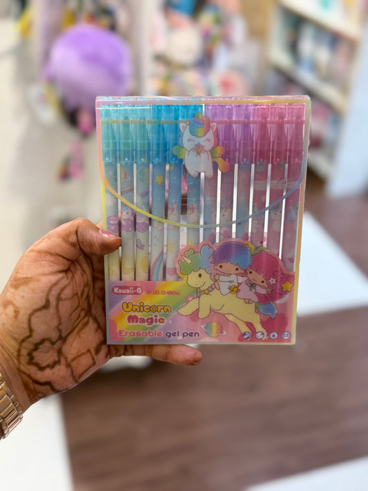 Unicorn Erasable Pens- Pack of 12 pieces