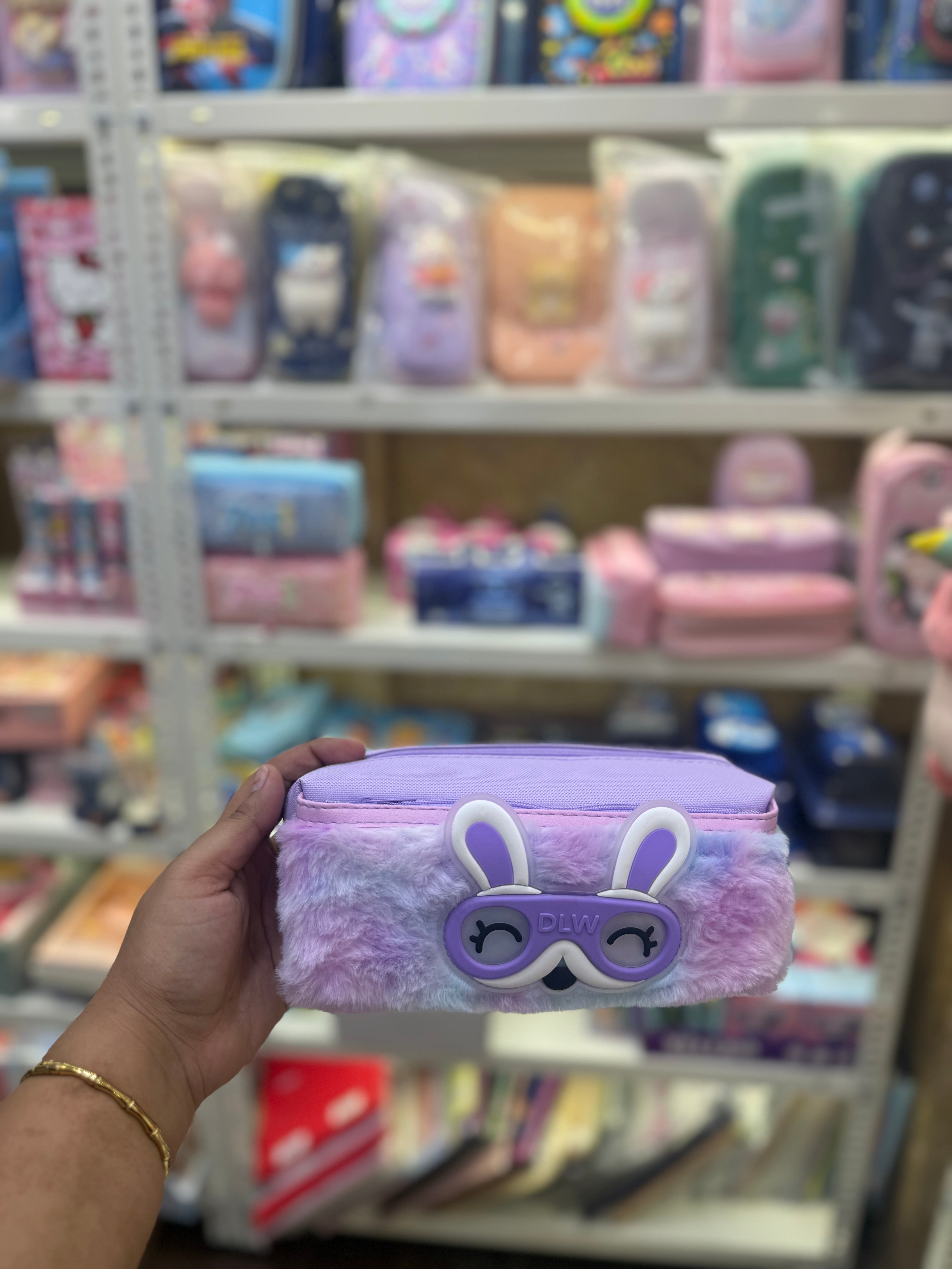 Cute Animal Face Fur Pencil Pouch