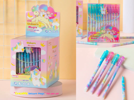 Erasable Unicorn Gel Pen Set - Pack of 12 pieces
