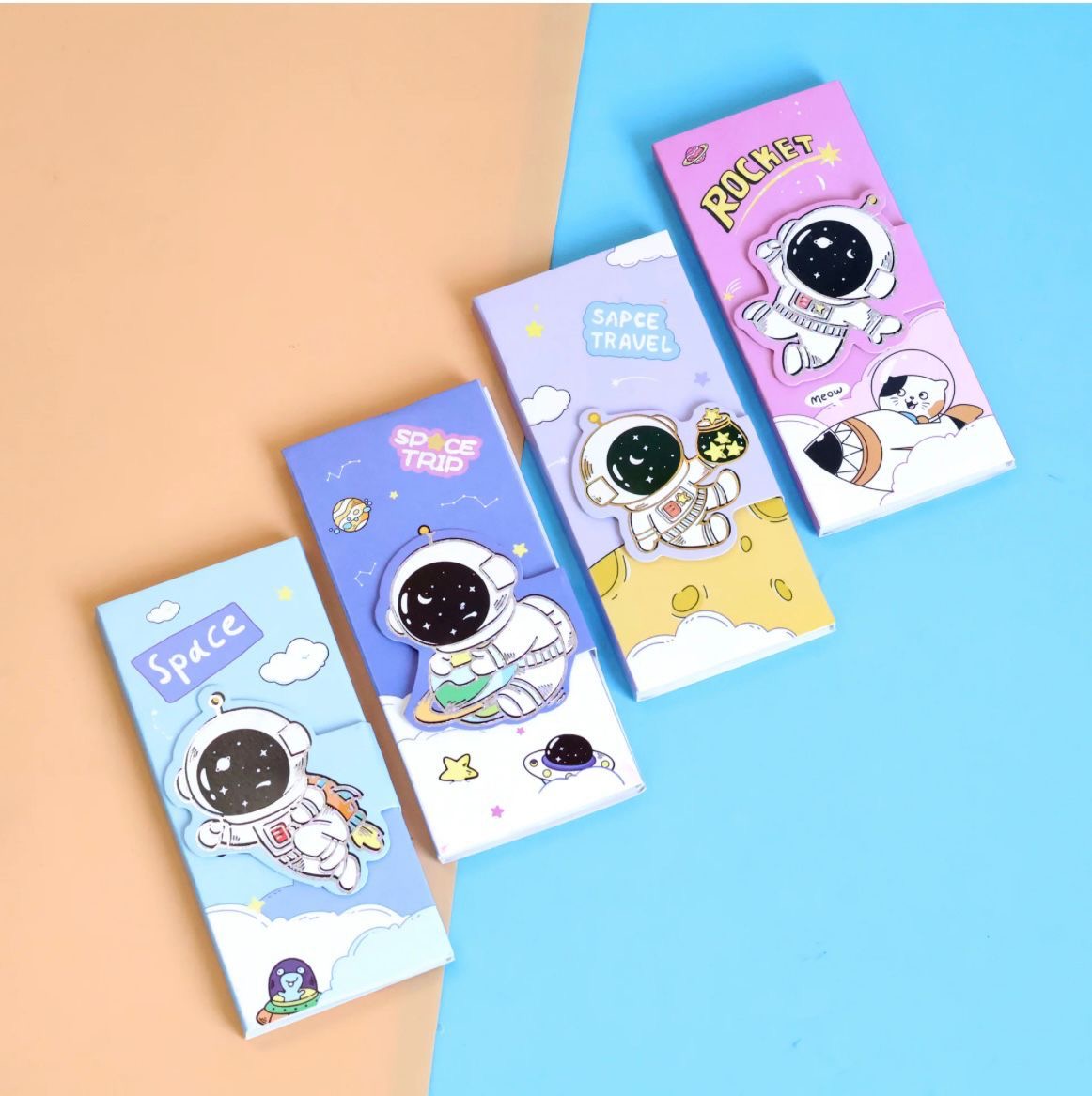 Astronaut Sticky Notes – Space Travel Cartoon Memo Pads (Assorted Designs)