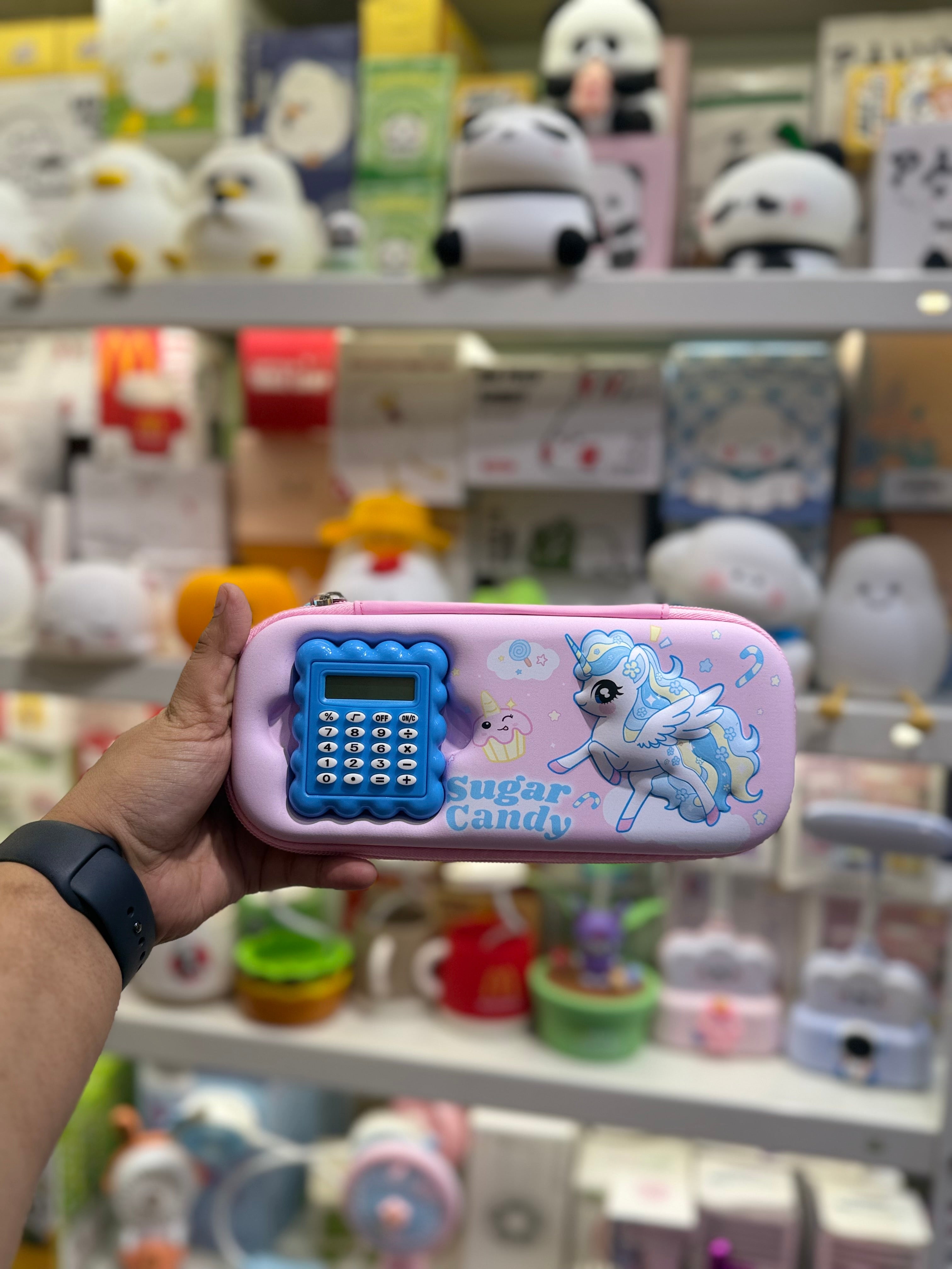 Unicorn Pencil Case with Calculator- Small