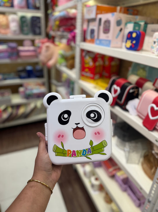 3 Grid Double Layer Panda Theme Bento Stainless Steel Lunch Box