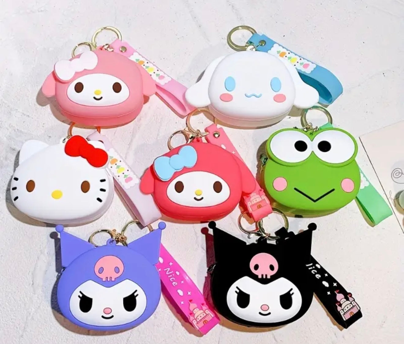 Cute Sanrio  Silicone Coin Pouches with Keychain