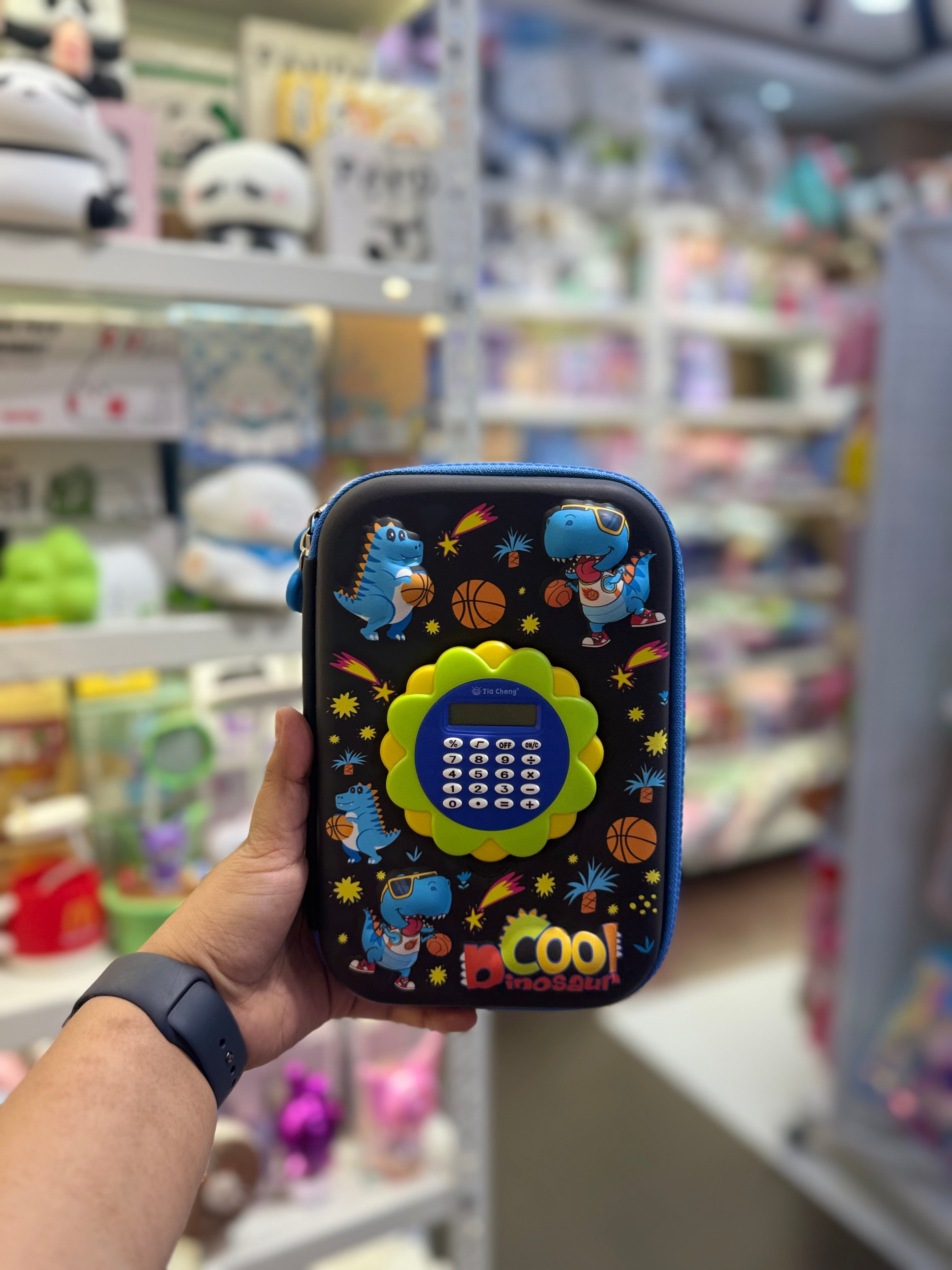 B Cool Dinosaur Pencil Case with Calculator
