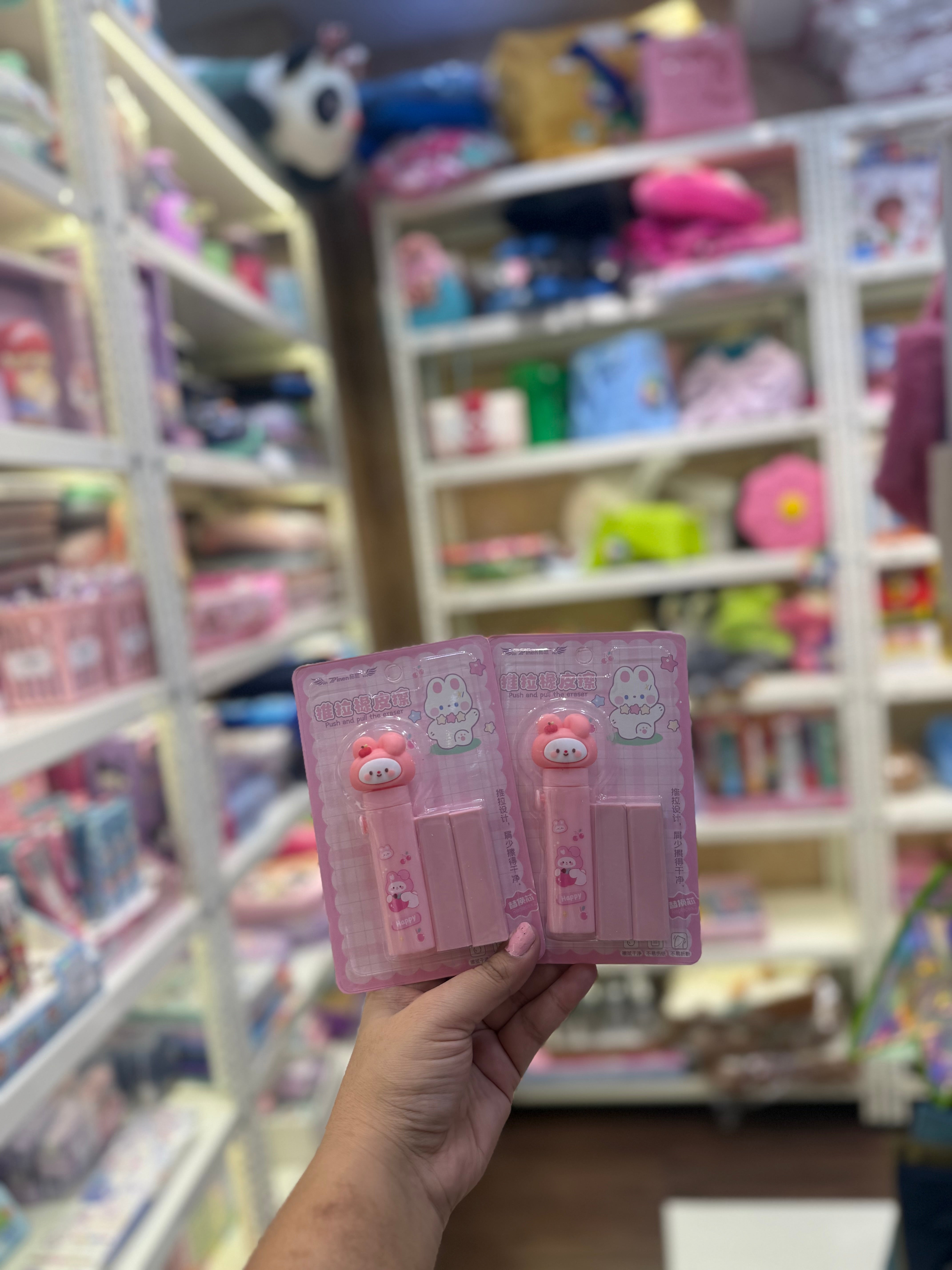 Pink Rabbit Push & Pull Eraser (with 2 Refills)