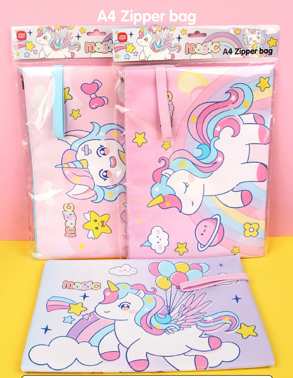 Unicorn A4 Zipper Bag – Cute Pastel File Pouch