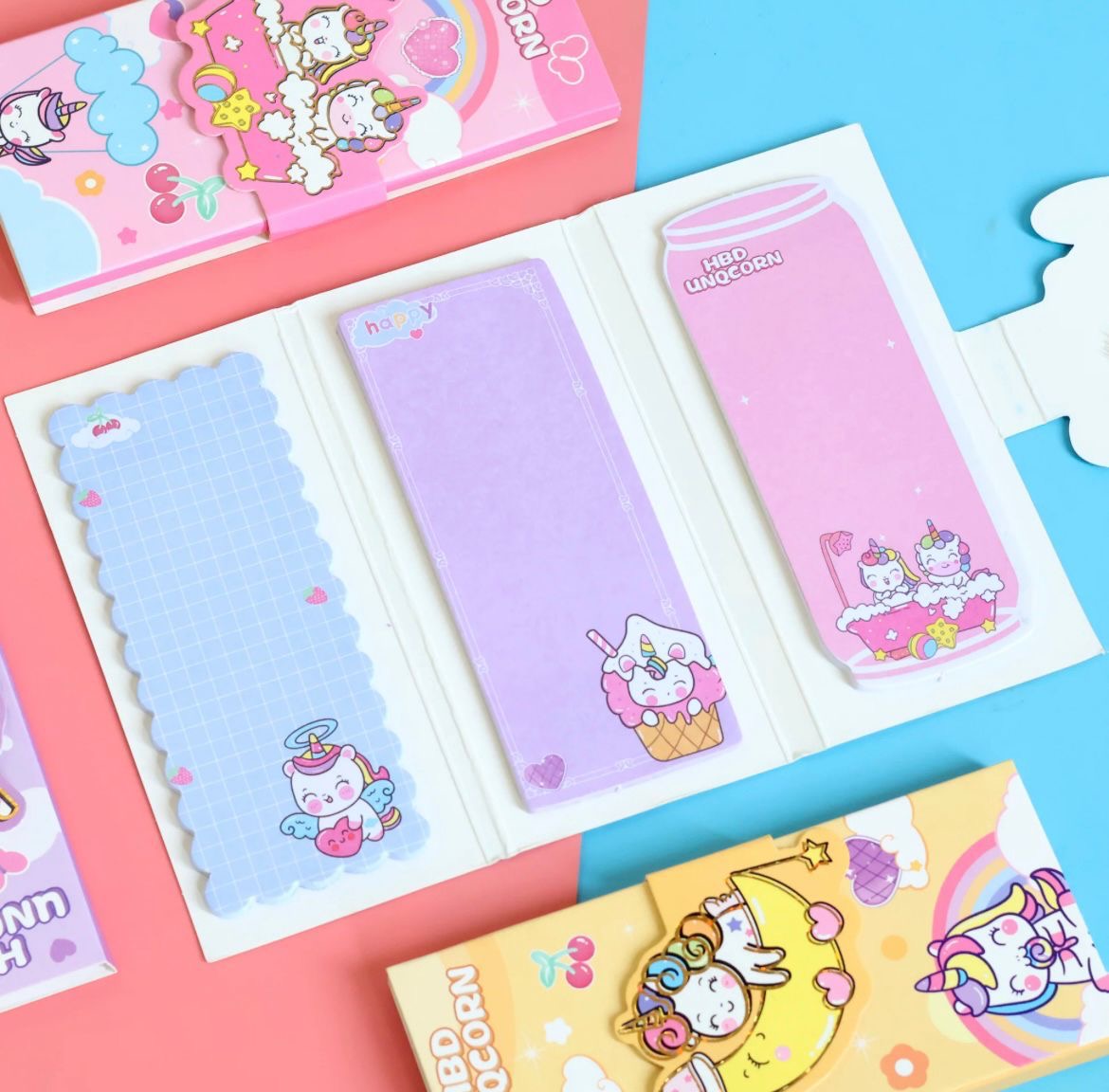 Unicorn Sticky Notes – Kawaii Cartoon Memo Pads (Assorted Designs)