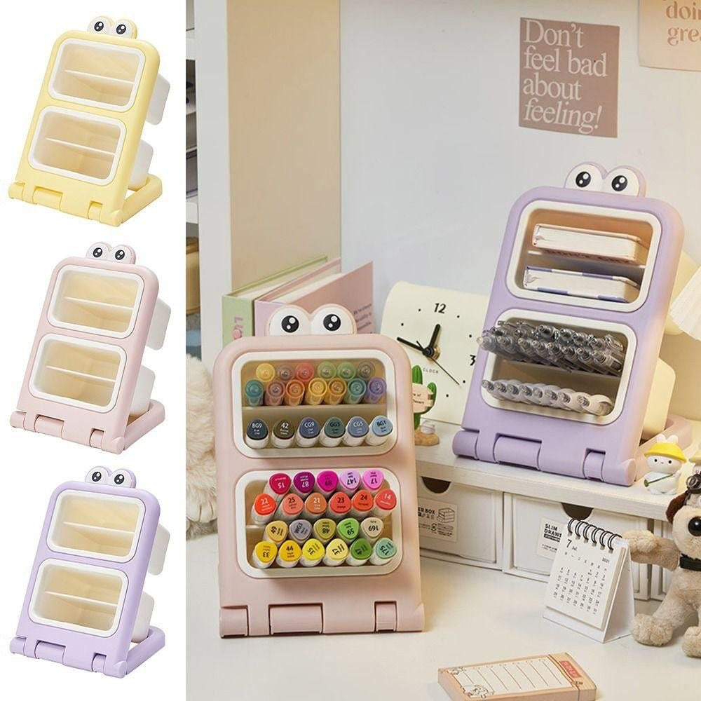 Pastel Stationery Organizer – Cute Frog-Eye Storage Holder