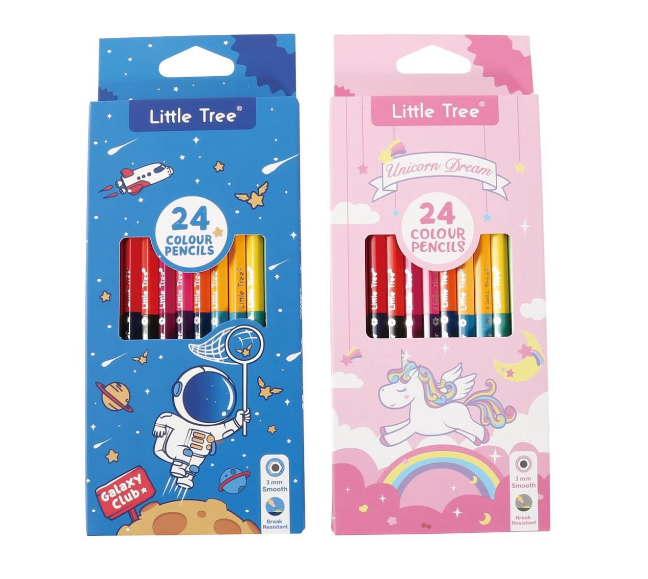Bi-Colour Pencil Series in Unicorn & Space Theme