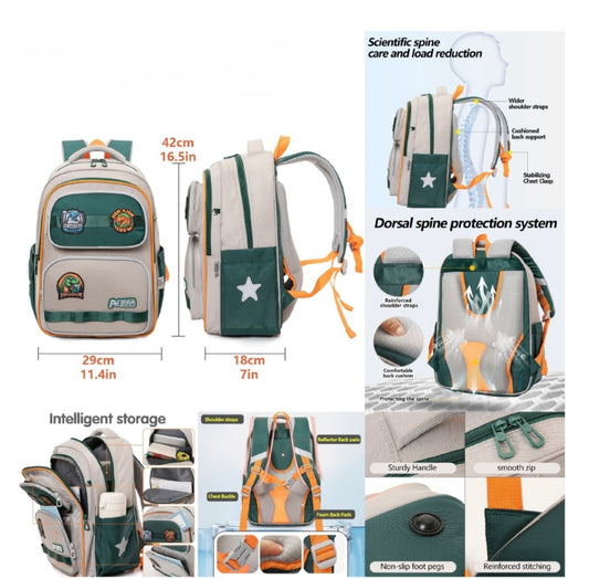 Light - weight Multipocket Dinosaur Theme School Bagpack