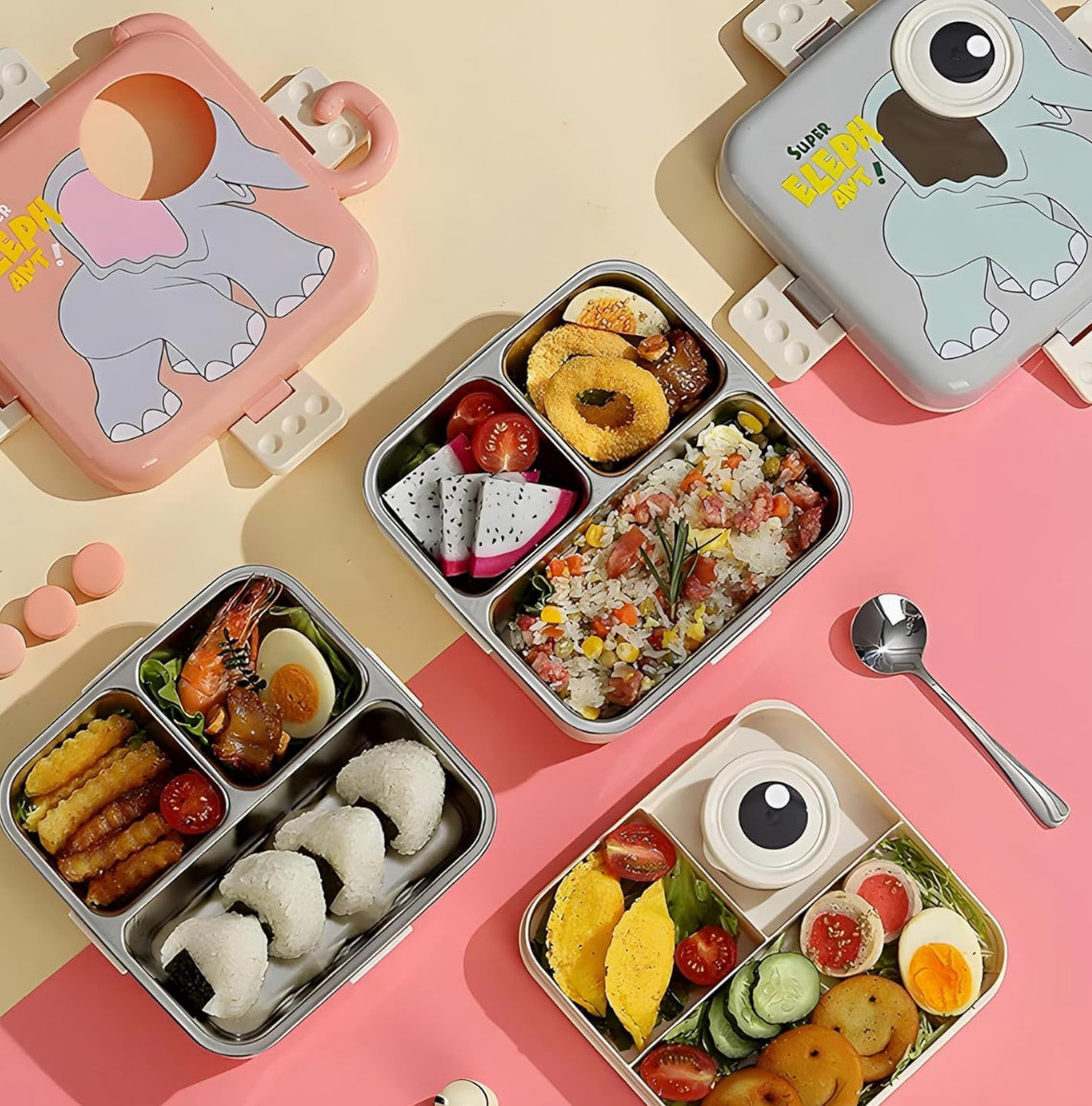 Super Elephant Theme Kids Lunch Box – Cute, Durable & Leakproof