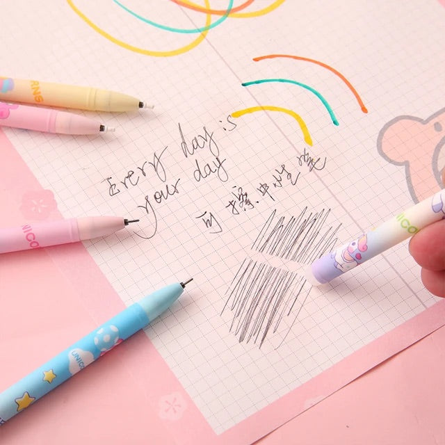 Erasable Unicorn Gel Pen Set - Pack of 12 pieces
