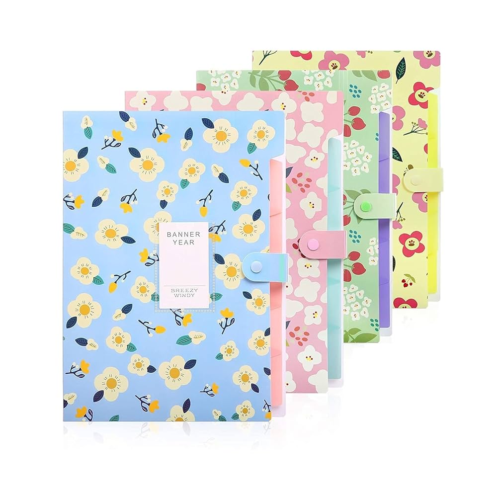 A4 6 Pocket Flower File Folder
