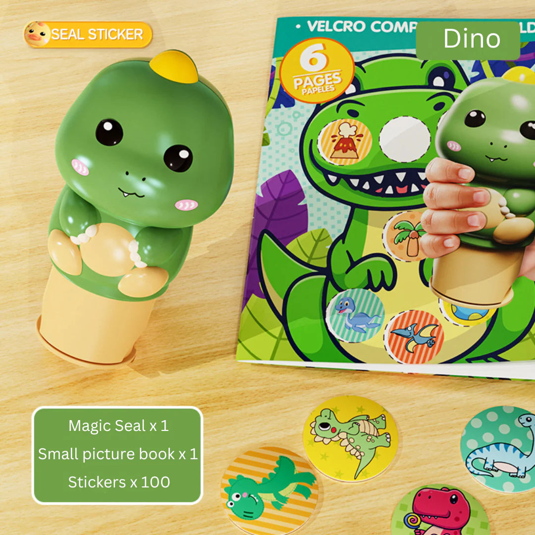 Magic Cute Pet Pattern Seal – Character Stamp Set with Multiple Ink Colors