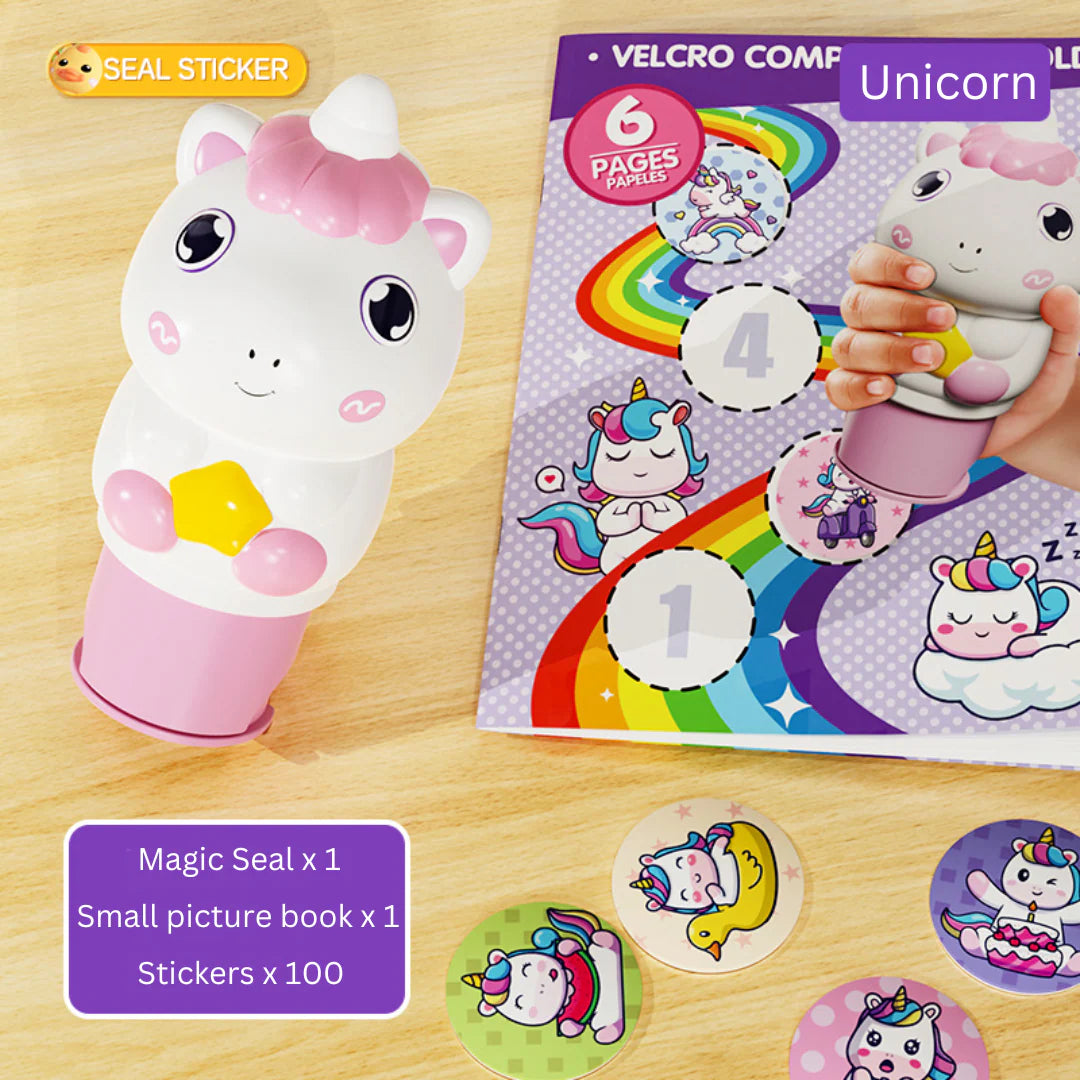 Magic Cute Pet Pattern Seal – Character Stamp Set with Multiple Ink Colors