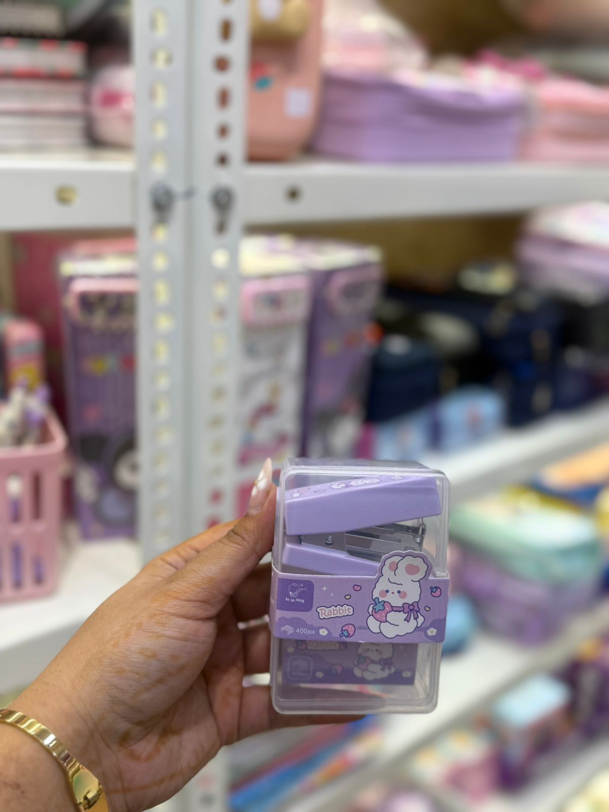 Purple rabbit mini stapler with box