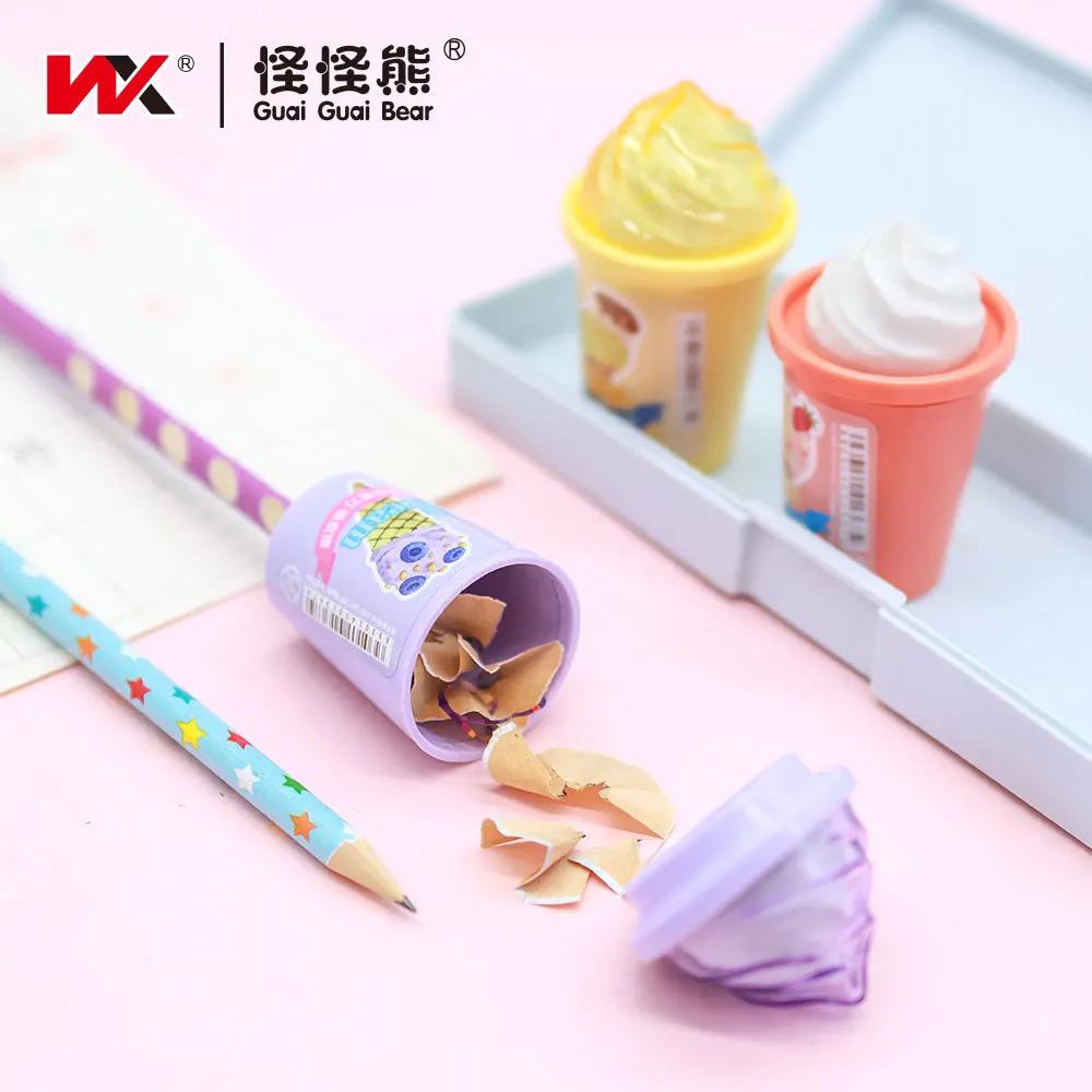 Pastel ice cream cone eraser sharpener in assorted colors