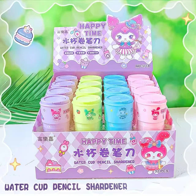 Colorful cup-shaped cartoon pencil sharpener